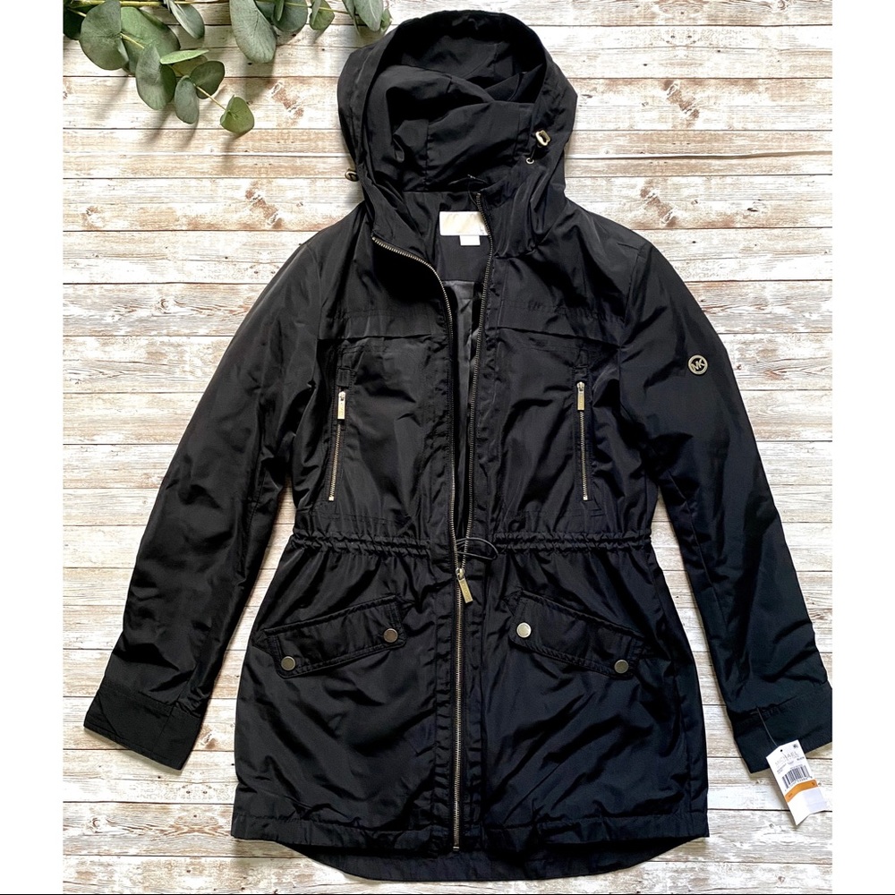 NWT Black Michael Kors Anorak Rain Jacket